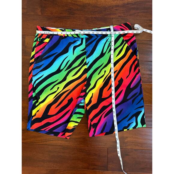 Royally Awesome NWOT Rainbow Zebra Cotton Blend Flat Front Shorts size 44 - Picture 13 of 15